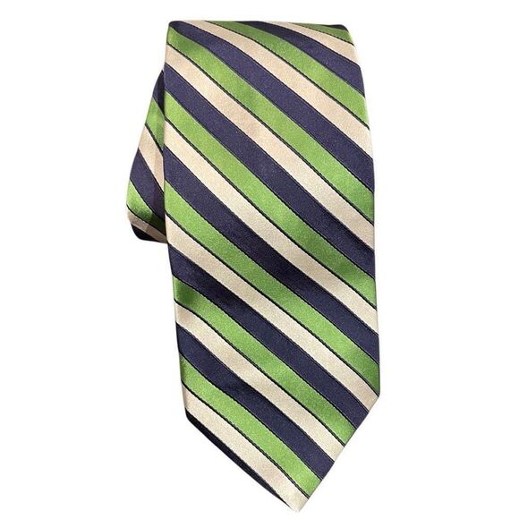 Brooks Brothers Mens 100% Silk Tie Striped Made in USA Business Work Heritage - Picture 1 of 3